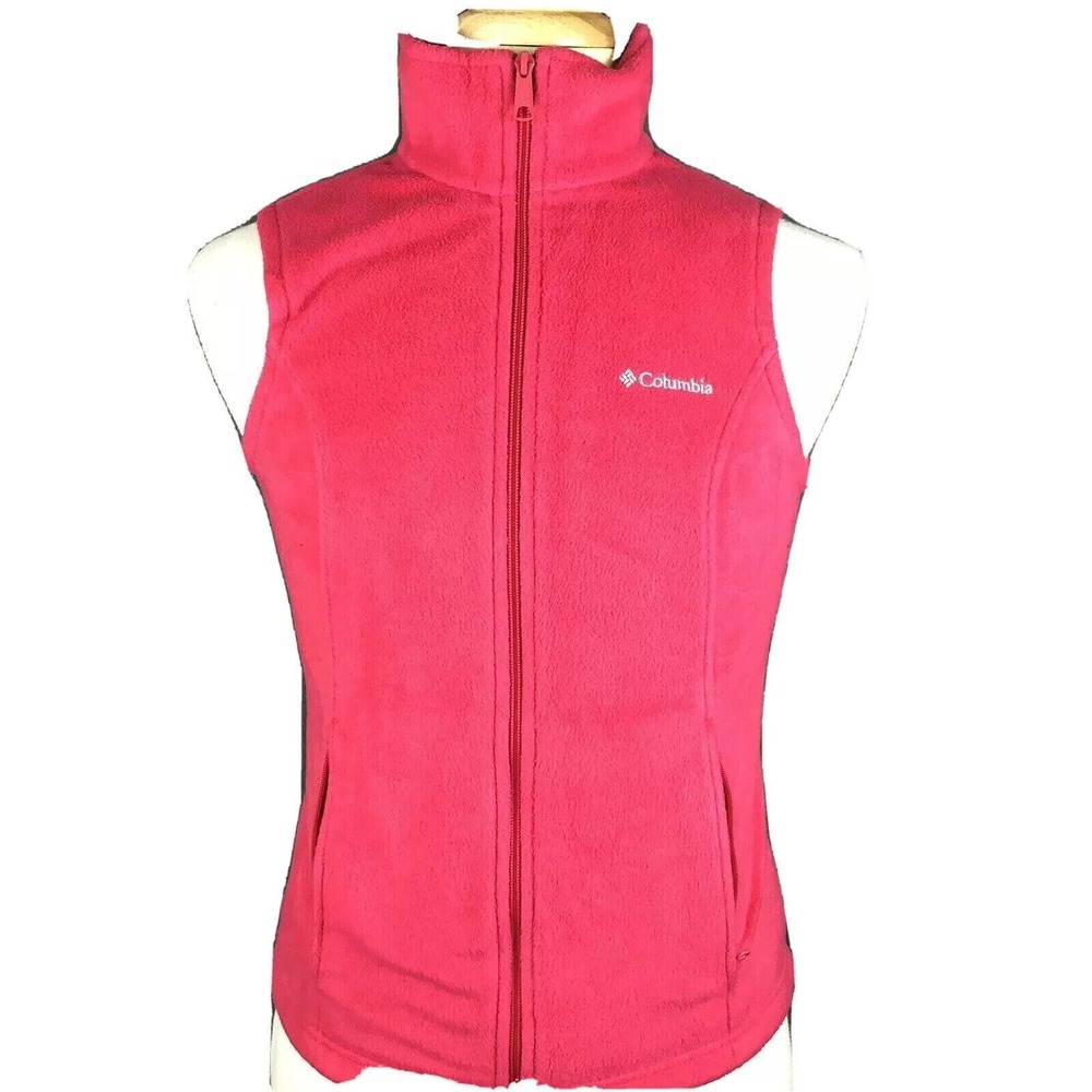 Columbia Sportswear Pink Fleece Outdoor Hiking Vest Jacket Women's Size Small
